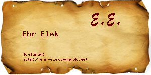 Ehr Elek névjegykártya